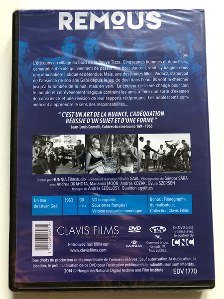 Sodrásban 1964 / REMOUS / UN FILM DE ISTVÁN GAAL / VERSION RESTAURÉE NUMÉRIQUE / NOUVELLE VAGUE DERRIÈRE LE RIDEAU DE FER / CLAVIS FIIMS / DVD Video (3700246906971)