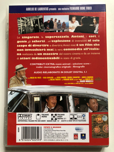 AMICI MIEI / UGO TOGNAZZI / GASTONE MOSCHIN : PHILIPPE NOIRETN / AURELIO DE LAURENTIIS presenta una esclusiva FILMAURO HOME VIDEO / DVD Video (8016024022593)