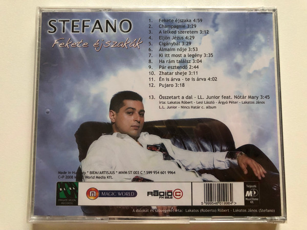 Stefano - Fekete Ejszakak / Magic World Media Audio CD 2008 / MWM ST 003 C
