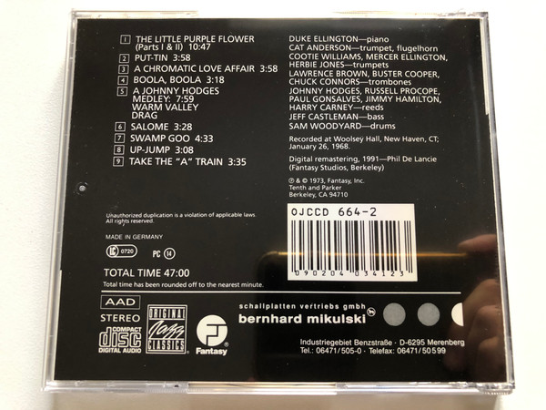 Duke Ellington And His Orchestra – Yale Concert / Original Jazz Classics Audio CD Stereo / OJCCD-664-2 