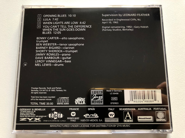 Benny Carter With Ben Webster & Barney Bigard: BBB & Co. - Shorty Sherock, Dave Barbour, Jimmy Rowles, Mel Lewis, Leroy Vinnegar / Original Jazz Classics Audio CD Stereo 1992 / OJCCD-758-2