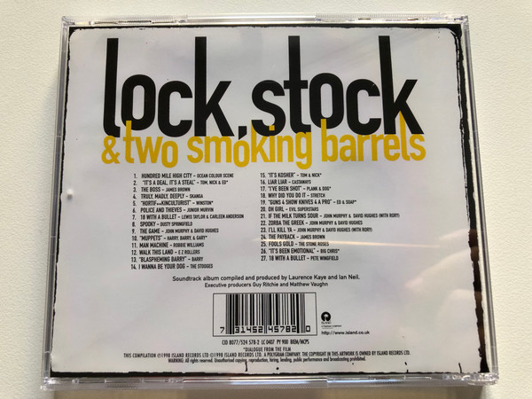 Lock, Stock & Two Smoking Barrels (Soundtrack From The Motion Picture) / Includes Tracks By Robbie Williams (exclusive new song), Ocean Colour Scene, ames Brown, Lewis Taylor & Carleen Anderson / Island Records Audio CD 1998 / CID 8077