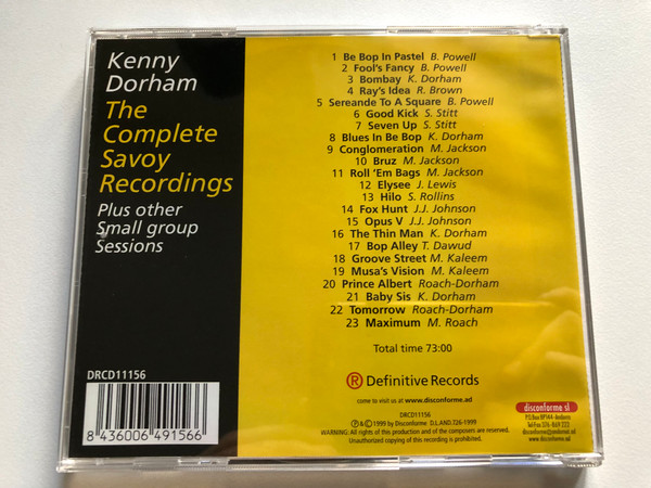 Kenny Dorham: The Complete Savoy Recordings - Plus Other Small Group Sessions / Definitive Records Audio CD 1999 / DRCD11156