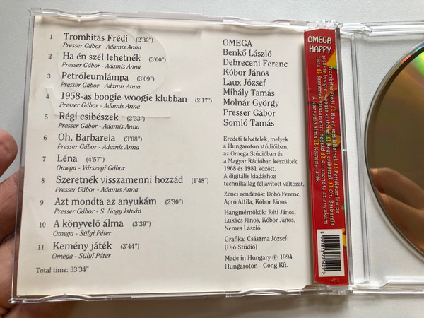 Omega: Happy - Trombitás Frédi; Petróleumlámpa; Régi Csibészek; Lena / Mega Audio CD 1994 / HCD 37754 (94/M-143)