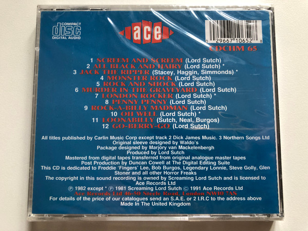 Screaming Lord Sutch – Rock & Horror / Ace Audio CD 1991 / CDCHM 65
