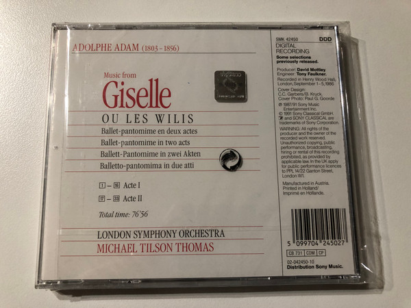 Adolphe Adam: Music From Giselle (Ballet Music) - London Symphony Orchestra, Michael Tilson Thomas / Sony Classical Audio CD 1991 / SMK 42450