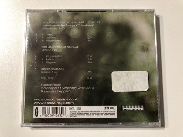 Mozart - Piano Concertos 9 & 25; Rondo K386 - Pascal Rogé, Raymond Leppard / Rogé Edition / Onyx Audio CD 2006 / ONYX 4013