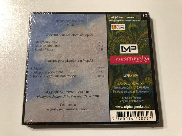 Ludwig van Beethoven: Concerti 4 & 5 Pour Le Pianoforte Avec Accompagnement D'Orchestre - Arthur Schoonderwoerd, Cristofori / Alpha Productions Audio CD 2005 / Alpha 079