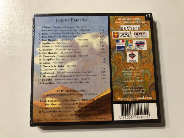 Luis de Briceño: El Fenix De Paris - Le Poème Harmonique, Vincent Dumestre / Alpha Productions Audio CD 2011 / Alpha 182