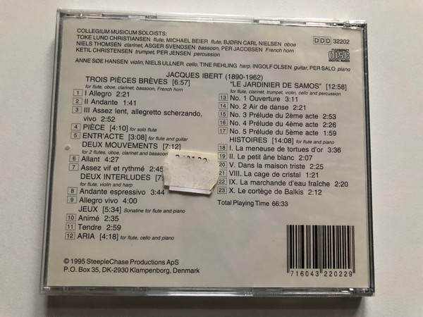 Jacques Ibert: Complete Chamber Music with Flute - Toke Lund Christiansen / Kontrapunkt Audio CD 1995 / 32202