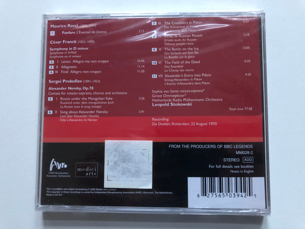 Stokowski - Ravel: Fanfare L'Eventail De Jeanne, Franck: Symphony in D minor, Prokofiev: Alexander Nevsky - Sophia van Sante, Groot Omroepkoor, Natherlands Radio Philharmonic Orchestra / Medici Arts Audio CD Stereo 2008 / MM028-2