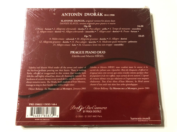 Antonin Dvorak: Slavonic Dances (complete), Danses Slaves (integrale) - Prague Piano Duo, Zdenka and Martin Hrsel / AMC Paris Audio CD 2007 / PRD 350032