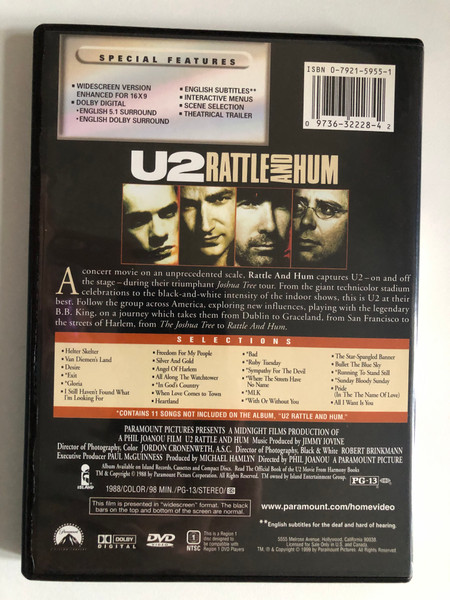 U2 – Rattle And Hum / Widescreen DVD Collection / DVD Video (097363222842)