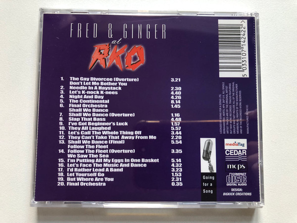 Fred & Ginger at RKO / Their Very Best Songs From Their Very Best Films Including I'd Rather Lead A Band, Night And Day, Slap That Bass, They Can't Take That Away From Me, And Many More / Going For A Song Audio CD / GFS424