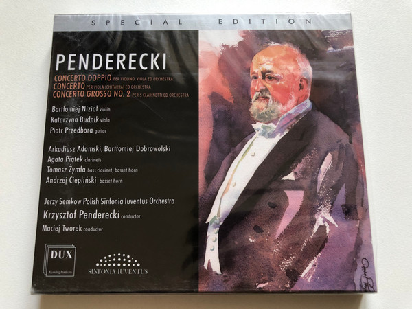 Penderecki - Concerto Doppio; Concert Per Viola (chittara); Concerto Grosso No. 2 - Bartłomiej Nizioł (violin), Katarzyna Budnik (viola), Piotr Przedbora (guitar), Arkadiusz Adamski, Bartłomiej Dobrowolski / DUX Recording Audio CD 2018 / DUX 1537