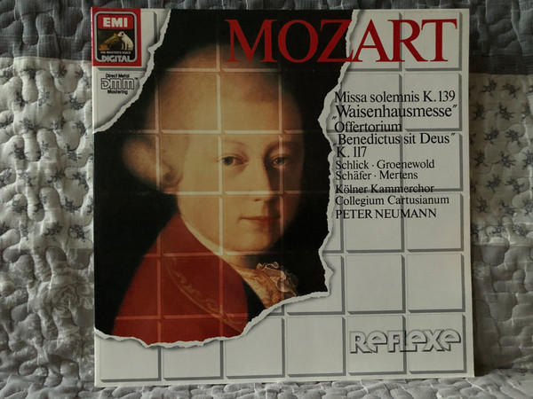 Mozart - Missa Solemnis K.139 "Waisenhausmesse"; Offertorium "Benedictus Sit Deus" K.117 - Schlick, Groenewold, Schafer, Mertens, Kolner Kammerchor, Collegium Cartusianum, Peter Neumann / Reflexe / EMI Digital LP Stereo 1989 / 7 49883 1