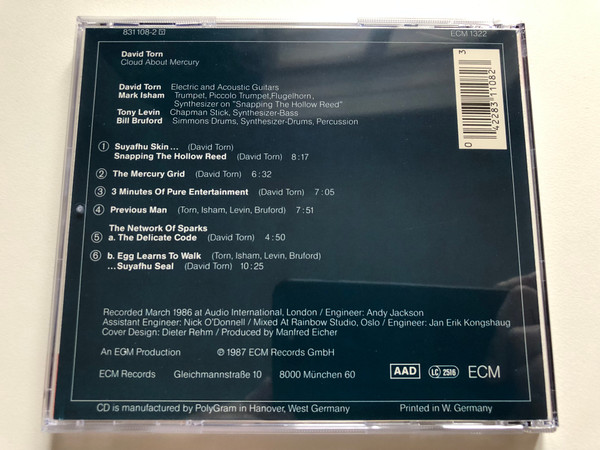 David Torn: Cloud About Mercury - Mark Isham, Tony Levin, Bill Bruford / ECM Records Audio CD 1987 / ECM 1322