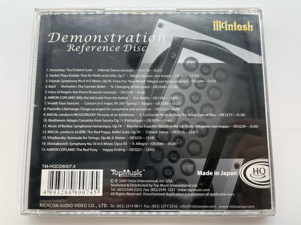 Demonstration Reference Disc: McIntosh - ''...for the love of music...'' / Delos International Audio CD 2009 / TM-HQCD8007.4