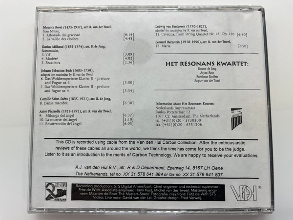 Het Resonans Kwartet – Melodic Percussion Recorded With Van Den Hul Carbon Cable / STS Digital Audio CD / STS 61108