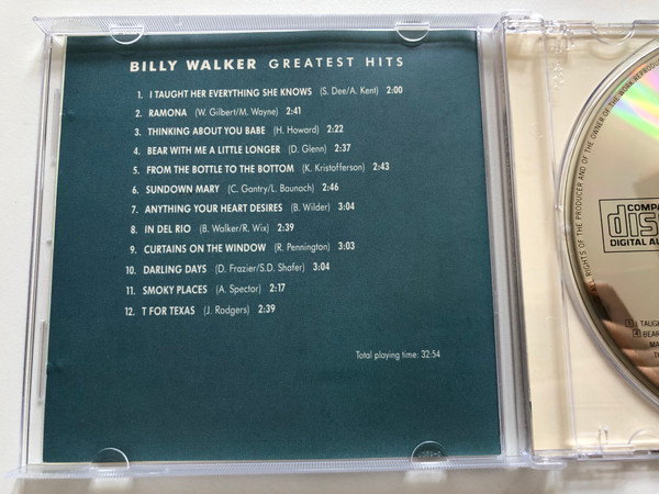 Billy Walker - Greatest Hits / Original Country Recordings / Point Productions Audio CD 1992 / 2620612