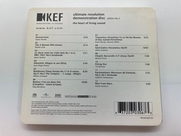 KEF Ultimate Resolution Demonstration Disc Edition No. 2 - The Heart Of Living Sound / Universal Music Hybrid Disc 2010 / 4803148