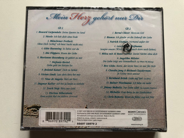 Mein Herz gehört nur Dir - 26 Schlager der Liebe auf zwei CDs / Sony BMG Music Entertainment 2x Audio CD 2007 / 88697 08979 2