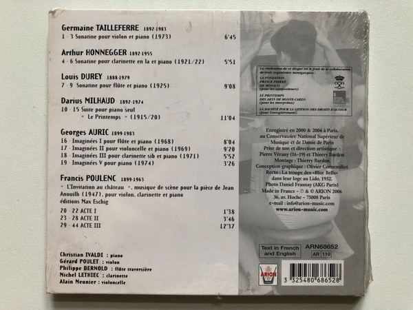 Auric, Poulenc: Le Groupe Des Six - Lethiec, Poulet, Ivaldi, Bernold, Meunier / Arion Audio CD 2006 / ARN68652