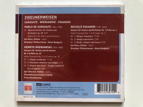 Zigeunerweisen (Gypsy Airs) - Sarasate, Wieniawski, Paganini / Basics / Berlin Classics Audio CD 2006 / 0185792BC
