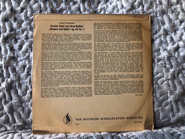 Serge S. Prokofiew: Romeo Und Julia (Ballettsuite Nr. 2) - Staatliches Sinfonieorchester Der UDSSR, Dirigent: Nikolai Anosow / ETERNA LP / 7 20 098
