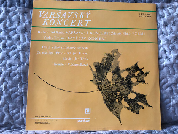Podzimní Koncert - Ernst Fischer: Jižně Od Alp; C. Bargoni: Podzimní Koncert - Hraje Velký Smyčcový Orchestr Čs. Rozhlasu, Brno - Řídí Jiří Hudec Klavír - Jan Těšík Housle - V. Zegzulková / Panton LP Mono 1971 / 010127