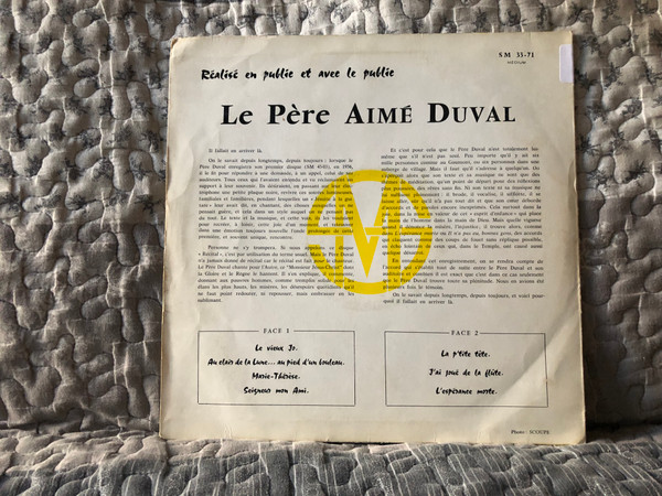 Aimé Duval – Récital 1 / Editions Studio S.M. LP / SM 33-71