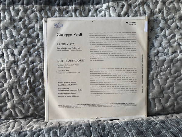 Giuseppe Verdi - La Traviata; Der Troubadour - Melitta Muszely, Josef Metternich / Electrola LP / E 60 561