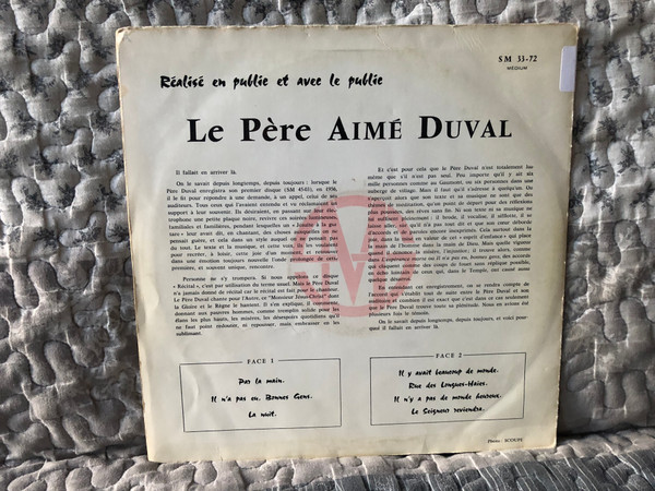 Aimé Duval – Récital 2 / Editions Studio S.M. LP / SM 33-72