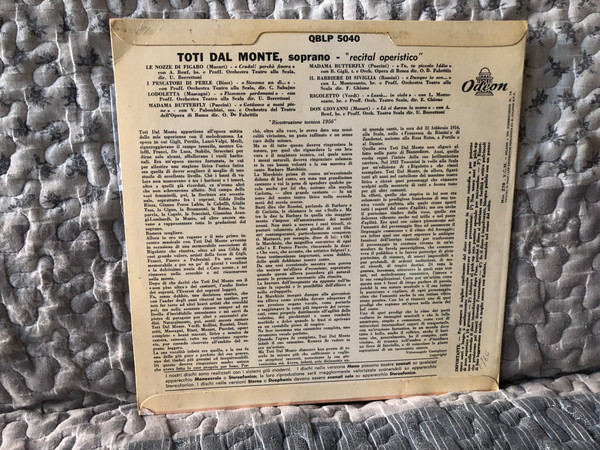 Toti Dal Monte – Recital / La Voce Del Padrone LP / QBLP 5040 