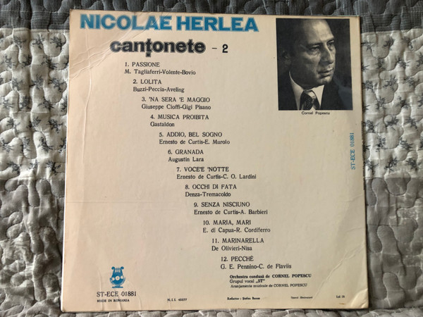 Nicolae Herlea – Canțonete - 2 / Electrecord LP / ST-ECE 01881