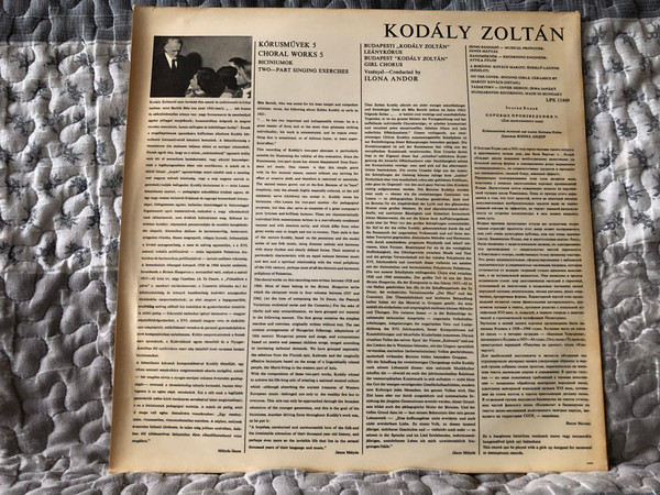 Kodály: Choral Works 5 - Two Parts Singing Exercises - Budapest "Kodály Zoltán" Girl's Chorus, Conducted by Ilona Andor / Hungaroton LP / LPX 11469