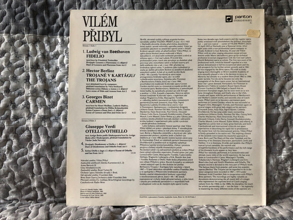 Vilém Přibyl: Ve Scenach Z Oper - L. V. Beethoven, H. Berlioze, G. Bizeta, G. Verdiho - Z. Kareninová, A. Barová, G. Abrahámová, R. Tuček, Orchestr opery Statniho divadla v Brne / Panton, Vydavatelství Českého Hudebního Fondu LP Stereo 1985 / 8116 0572