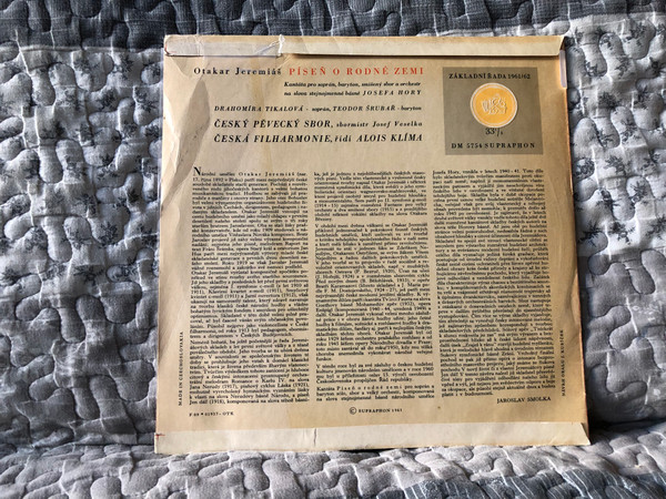 Otakar Jeremiáš – Píseň O Rodné Zemi / Supraphon LP 1961 / DM 5754