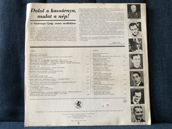 Dalol A Kaszárnya, Mulat A Nép! - A Vasarnapi Ujsag zenes melleklete / Radioton LP 1990 / SLPM 16815