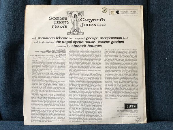 Scenes From Verdi - Gwyneth Jones, Royal Opera House Orchestra, Edward Downes / Decca LP Mono 1969 / LXT 6376