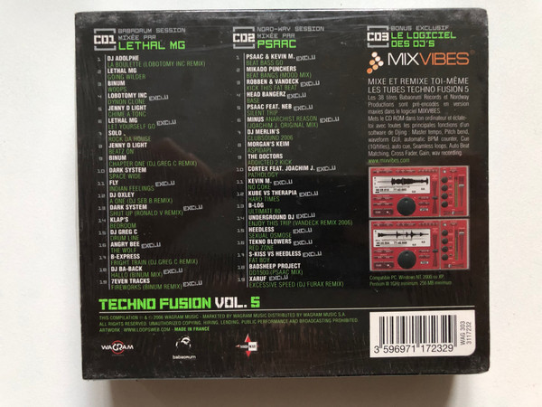 Techno Fusion Vol. 5 (La Référence Techno Du Grand Nord) - CD 1: Mixe Par Lethal MG, CD 2: Mixe Par Psaac / Wagram Electronic 2x Audio CD + CD-Rom 2006 / 3117232