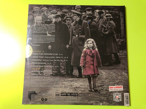 SCHINDLER'S LIST / Music from the Original Motion Picture Soundtrack / Analog Mastering Studio LP (4088005690201)