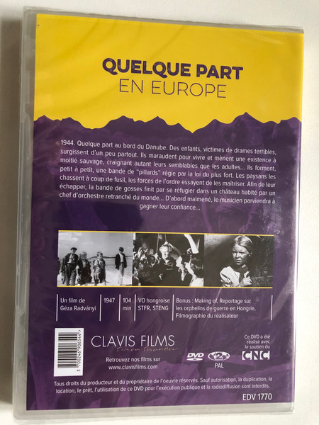 Quelque Part en Europe  UN FILM DE GÉZA VON RADVÁNYI  Clavis Films  DVD Video (3700246906544