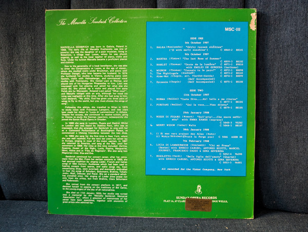 Marcella Sembrich: Volume Three (Vinyl LP Compilation) (MSC‑III)