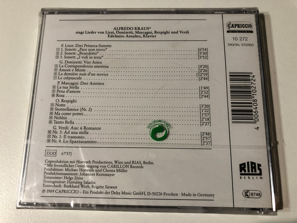 Alfredo Kraus Recital – Liszt, Donizetti, Mascagni, Respighi & Verdi (CD Album) (4006408102724)
