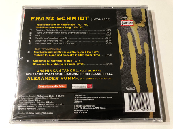 Franz Schmidt – Variations on a Hussar’s Song; Fantasia & Chaconne (CD) (845221052748)