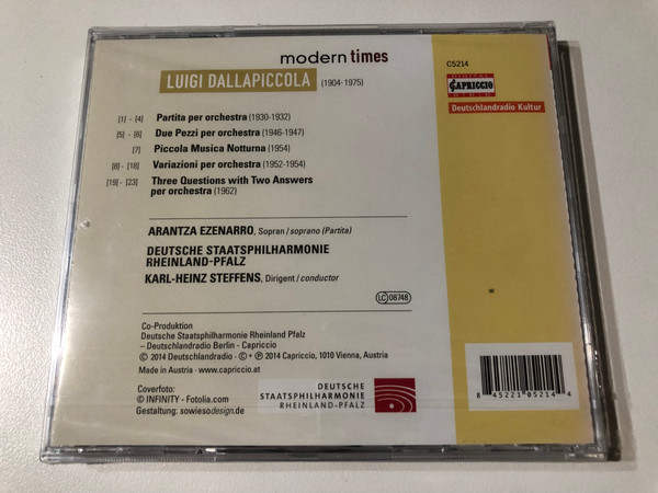 Luigi Dallapiccola – Modern Times: Orchestral Works (CD Album) (845221052144)