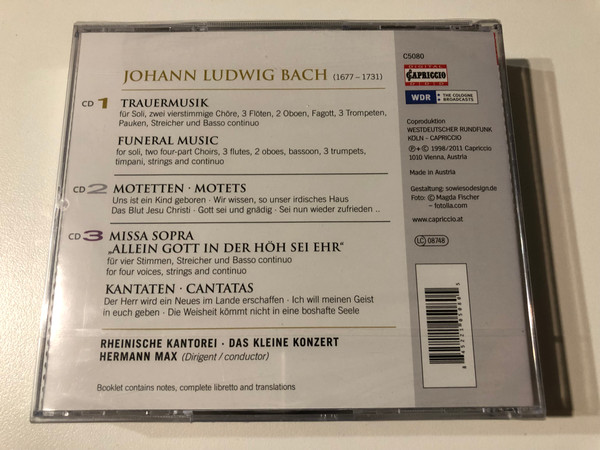 Johann Ludwig Bach – Trauermusik, Motets, Cantatas & Missa Brevis (3 CD Set) (845221050805)