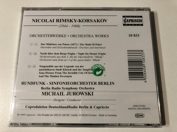 Nicolai Rimsky‑Korsakov: Orchestra Works – Das Mädchen von Pskow | Nacht über dem Berge Triglav | Die unsichtbare Stadt Kitesch (CD) (4006408108337)
