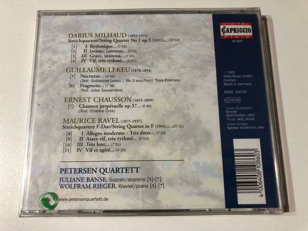 Ravel • Milhaud • Lekeu • Chausson: Petersen Quartett with Banse & Rieger (CD, Album) (4006408108603)